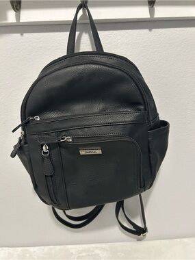 Multi-sac Black Leather Mini Backpack
